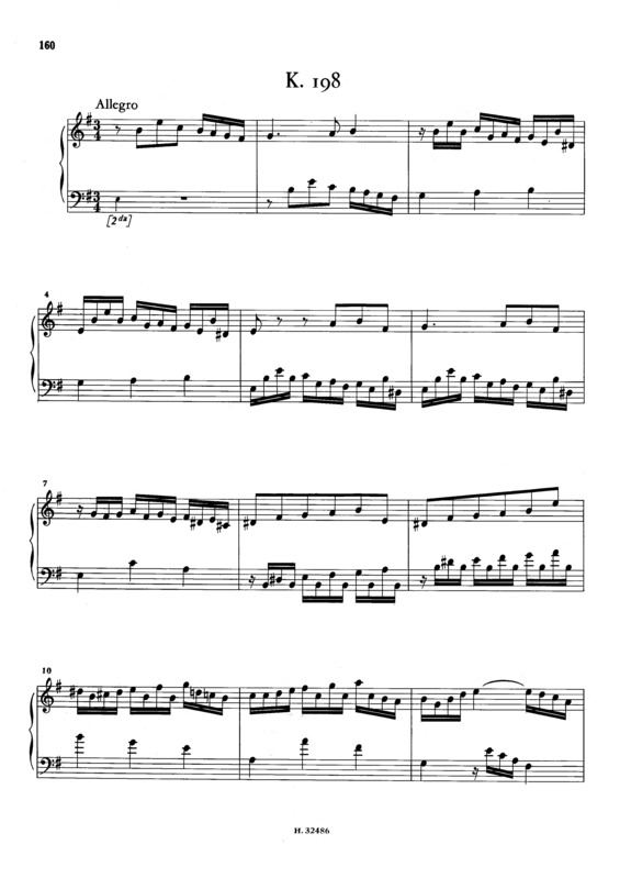 Partitura da música Keyboard Sonata In E Minor K.198