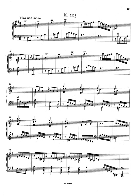 Partitura da música Keyboard Sonata In E Minor K.203