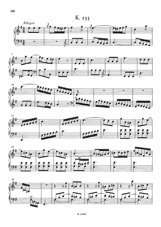 Partitura da música Keyboard Sonata In E Minor K.233
