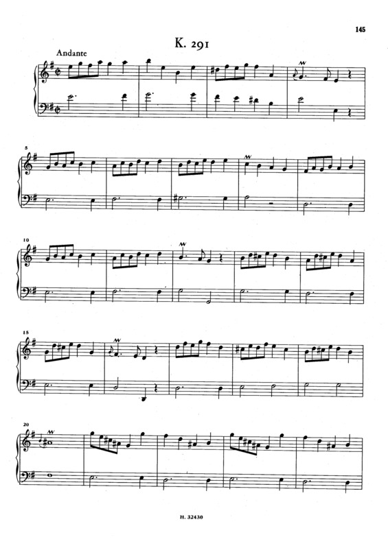 Partitura da música Keyboard Sonata In E Minor K.291