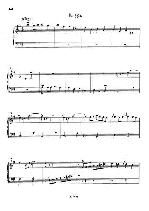Partitura da música Keyboard Sonata In E Minor K.394