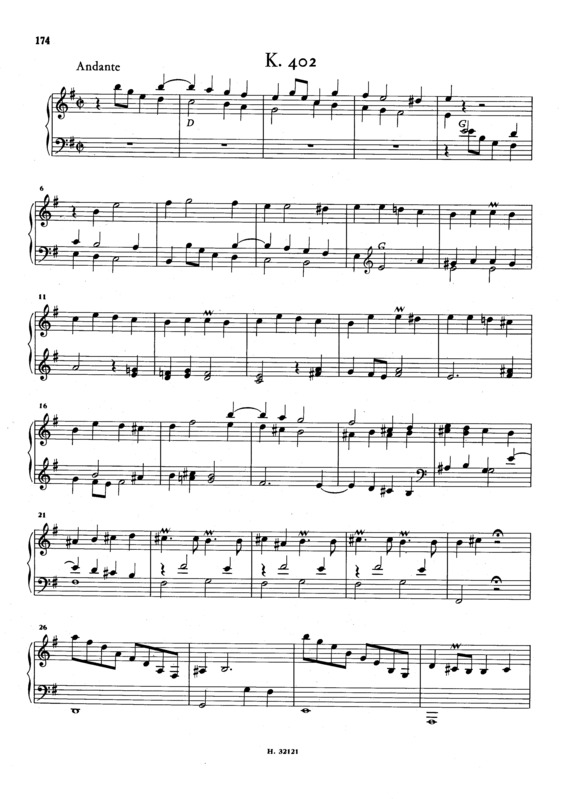 Partitura da música Keyboard Sonata In E Minor K.402