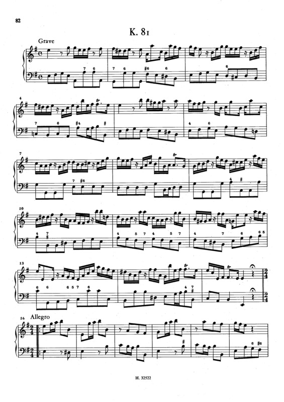 Partitura da música Keyboard Sonata In E Minor K.81