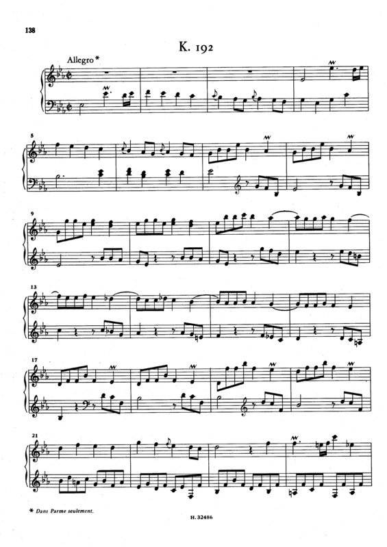 Partitura da música Keyboard Sonata In Eb Major K.192