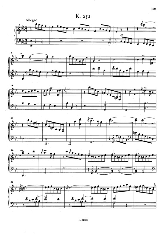 Partitura da música Keyboard Sonata In Eb Major K.252