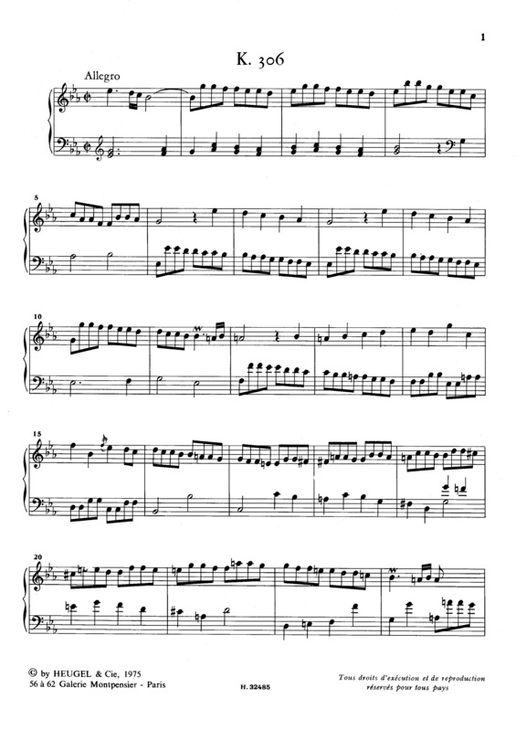 Partitura da música Keyboard Sonata In Eb Major K.306