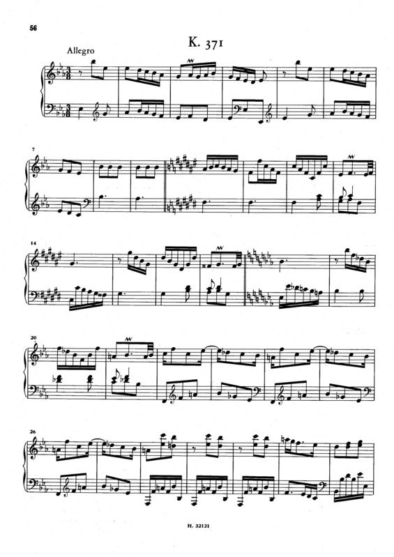 Partitura da música Keyboard Sonata In Eb Major K.371