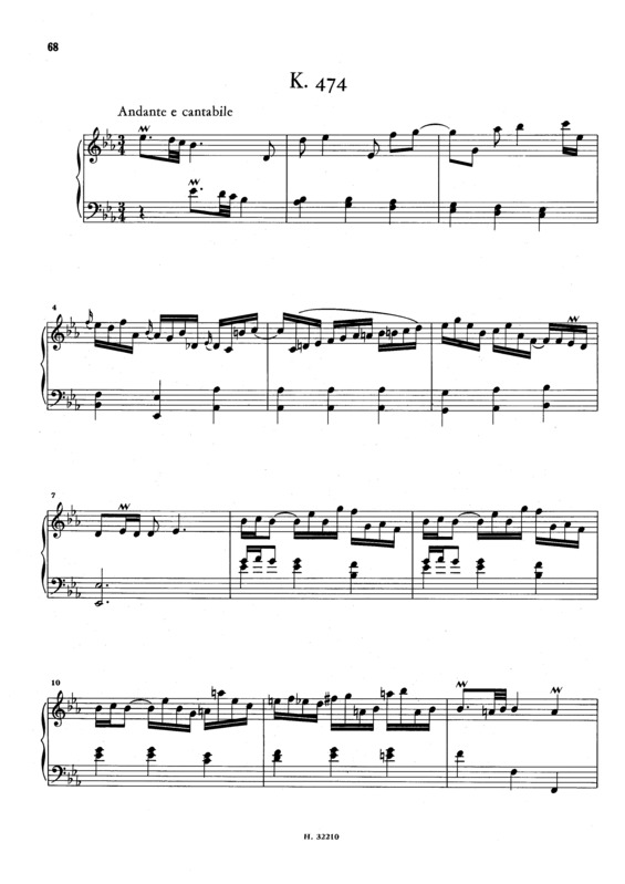 Partitura da música Keyboard Sonata In Eb Major K.474