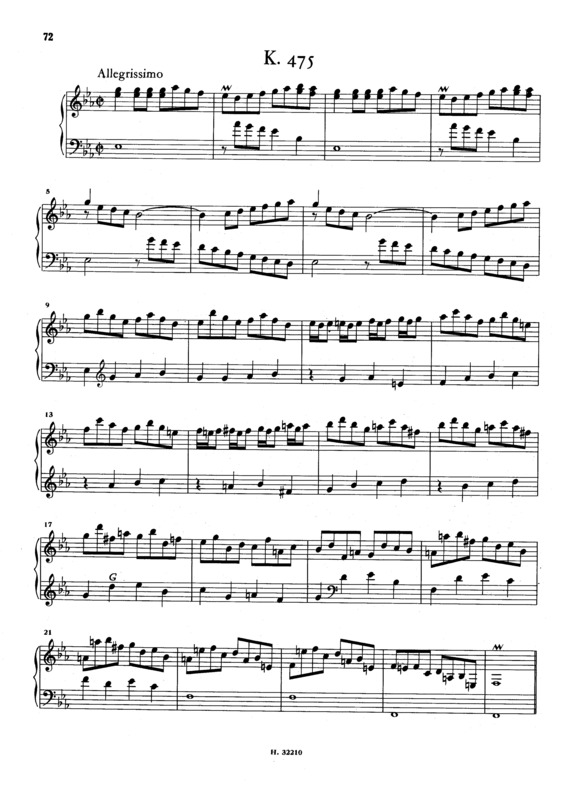 Partitura da música Keyboard Sonata In Eb Major K.475