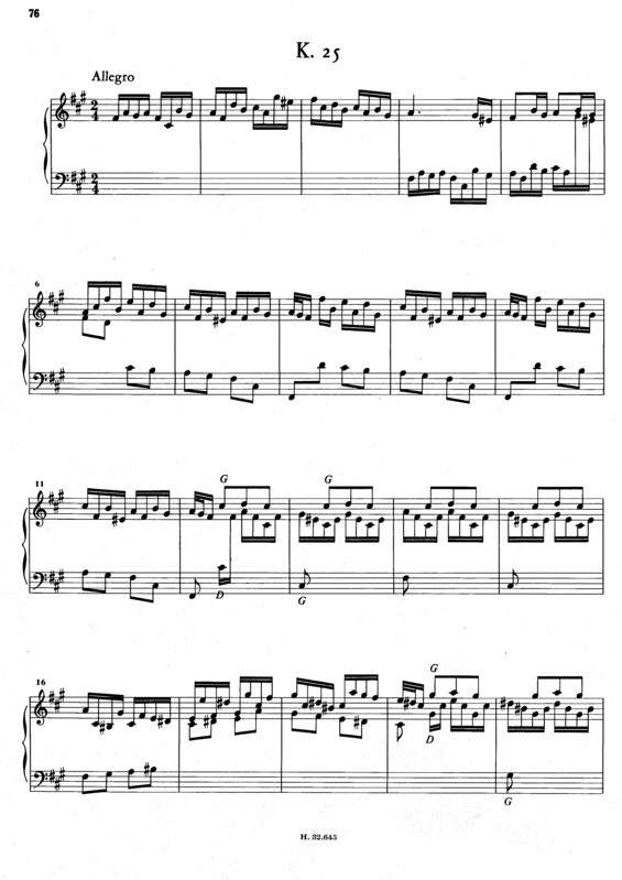 Partitura da música Keyboard Sonata In F#m K.25