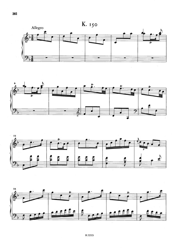 Partitura da música Keyboard Sonata In F Major K.150