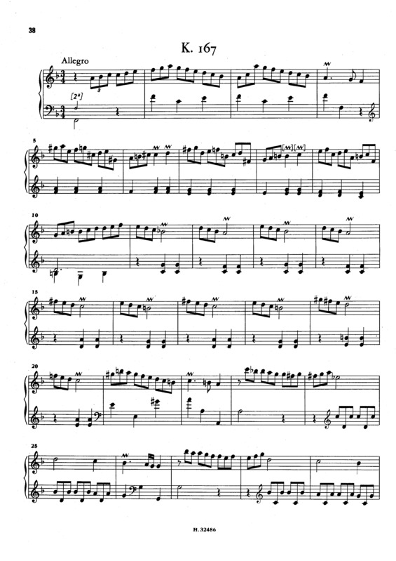 Partitura da música Keyboard Sonata In F Major K.167