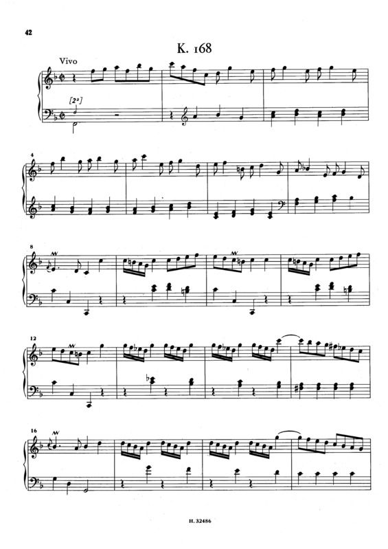 Partitura da música Keyboard Sonata In F Major K.168