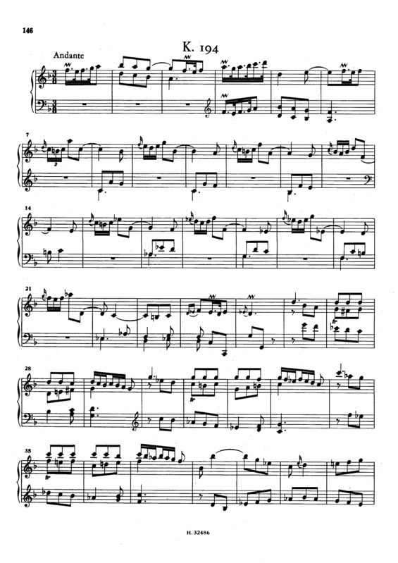 Partitura da música Keyboard Sonata In F Major K.194
