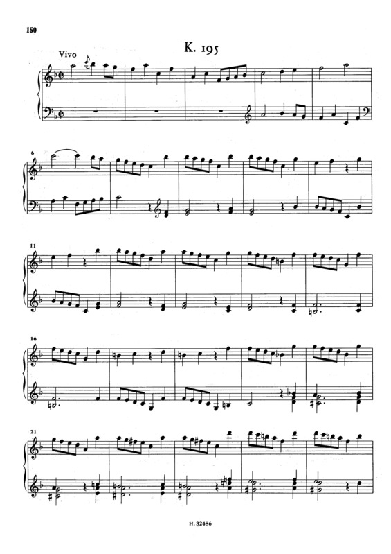 Partitura da música Keyboard Sonata In F Major K.195