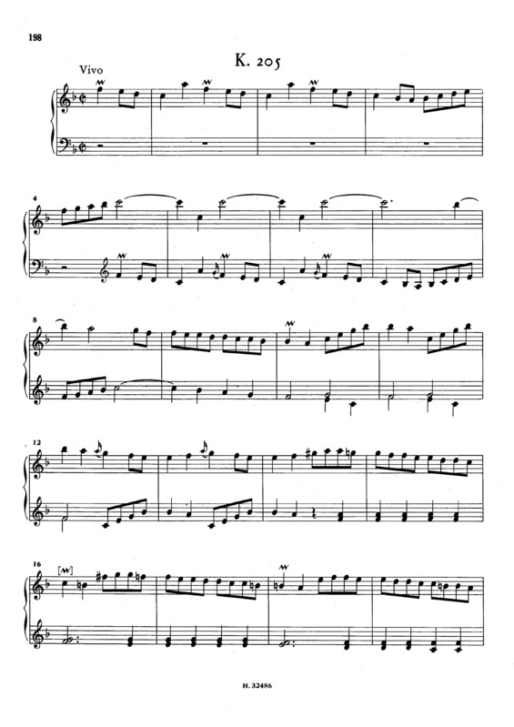 Partitura da música Keyboard Sonata In F Major K.205