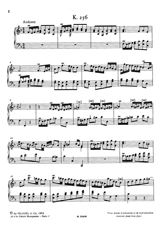 Partitura da música Keyboard Sonata In F Major K.256
