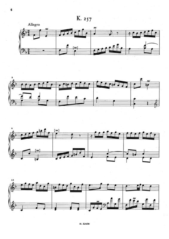 Partitura da música Keyboard Sonata In F Major K.257