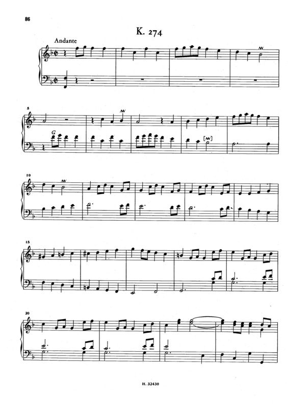 Partitura da música Keyboard Sonata In F Major K.274