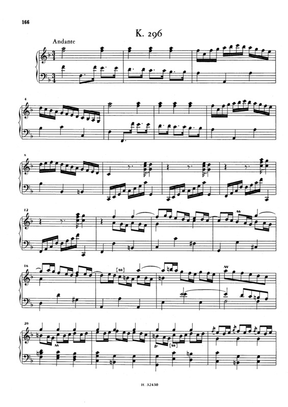 Partitura da música Keyboard Sonata In F Major K.296