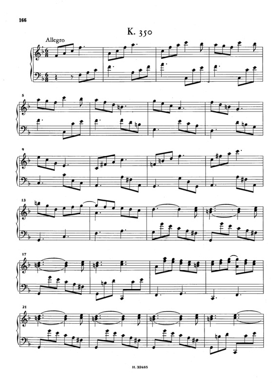 Partitura da música Keyboard Sonata In F Major K.350