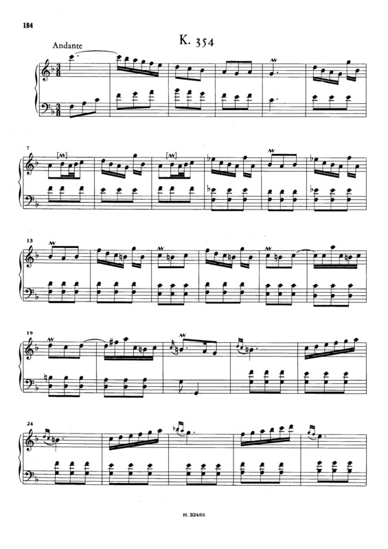 Partitura da música Keyboard Sonata In F Major K.354