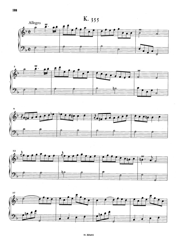 Partitura da música Keyboard Sonata In F Major K.355