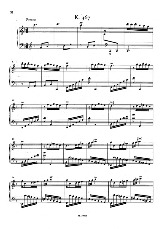 Partitura da música Keyboard Sonata In F Major K.367