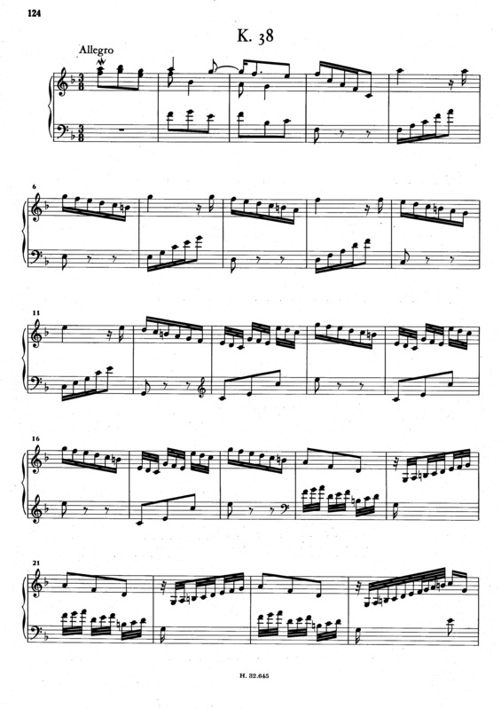 Partitura da música Keyboard Sonata In F Major K.38