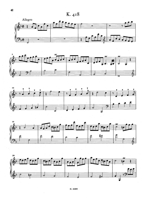 Partitura da música Keyboard Sonata In F Major K.418