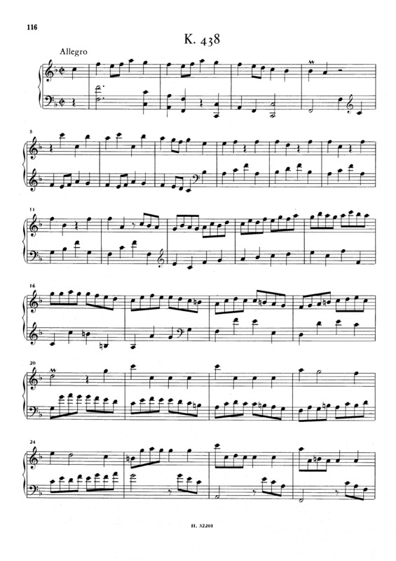 Partitura da música Keyboard Sonata In F Major K.438