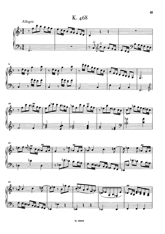Partitura da música Keyboard Sonata In F Major K.468