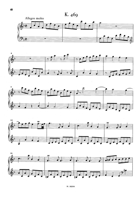 Partitura da música Keyboard Sonata In F Major K.469