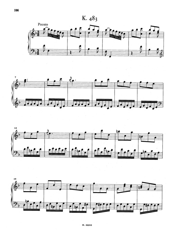 Partitura da música Keyboard Sonata In F Major K.483