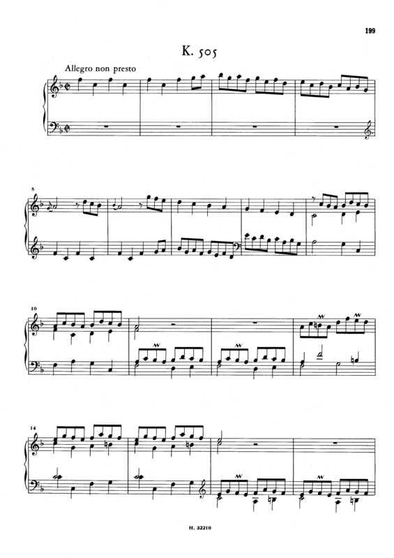 Partitura da música Keyboard Sonata In F Major K.505