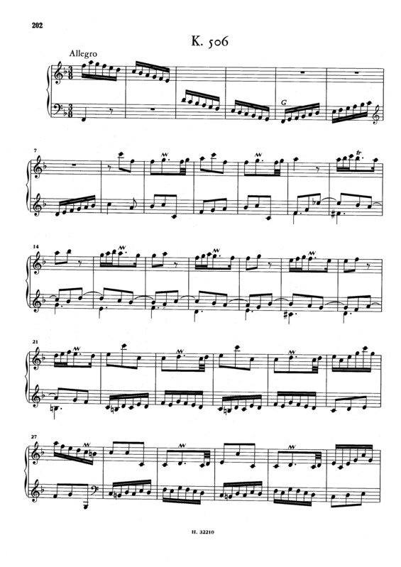 Partitura da música Keyboard Sonata In F Major K.506