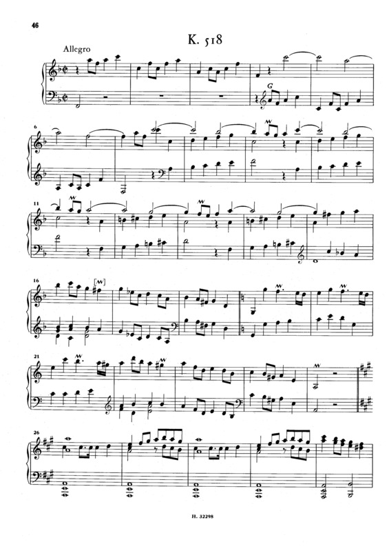 Partitura da música Keyboard Sonata In F Major K.518