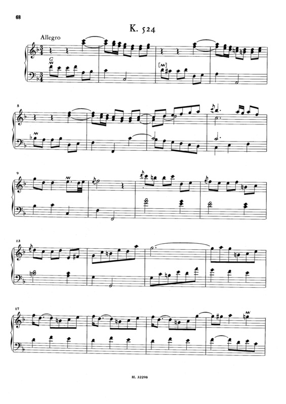 Partitura da música Keyboard Sonata In F Major K.524
