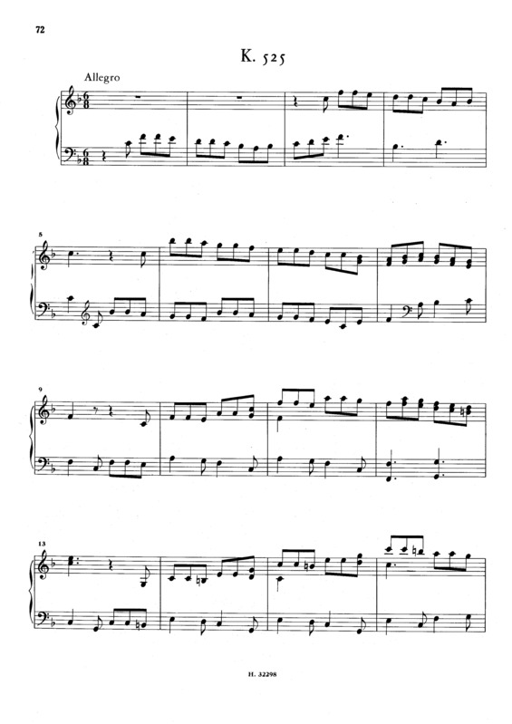 Partitura da música Keyboard Sonata In F Major K.525