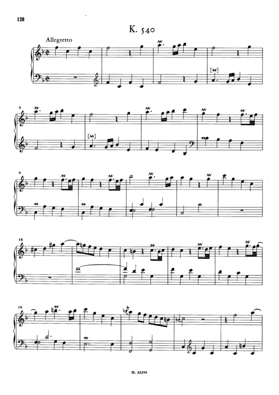 Partitura da música Keyboard Sonata In F Major K.540