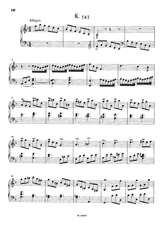 Partitura da música Keyboard Sonata In F Major K.543
