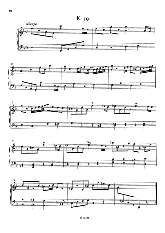 Partitura da música Keyboard Sonata In F Major K.59