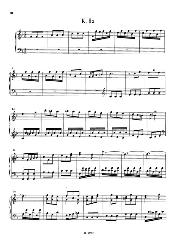 Partitura da música Keyboard Sonata In F Major K.82