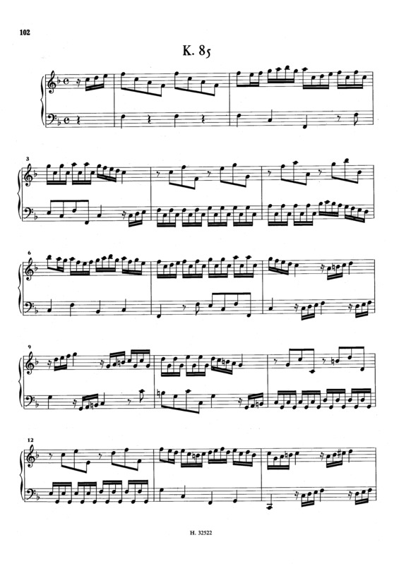 Partitura da música Keyboard Sonata In F Major K.85