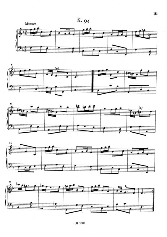 Partitura da música Keyboard Sonata In F Major K.94