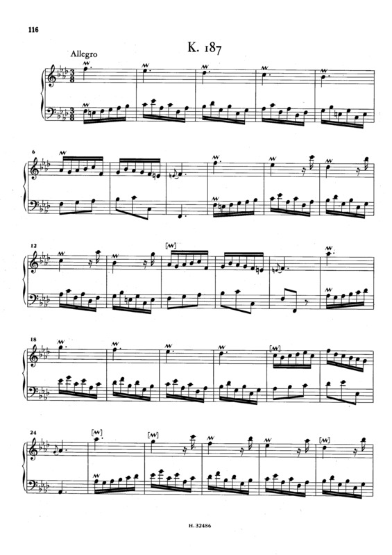 Partitura da música Keyboard Sonata In F Minor K.187