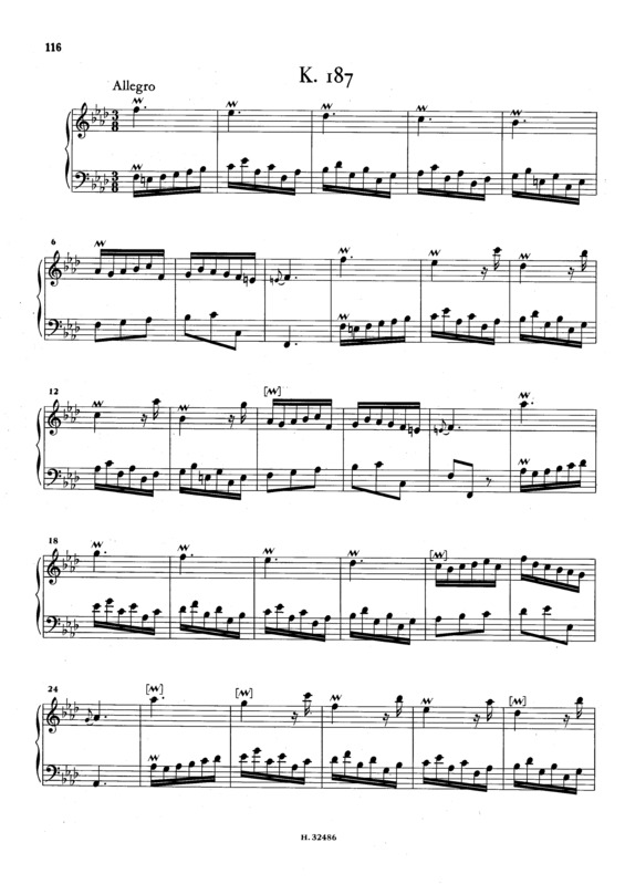 Partitura da música Keyboard Sonata In F Minor K.187