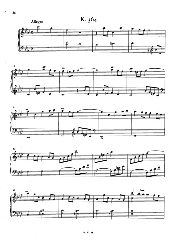 Partitura da música Keyboard Sonata In F Minor K.364