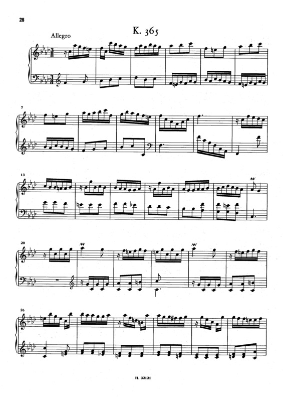 Partitura da música Keyboard Sonata In F Minor K.365