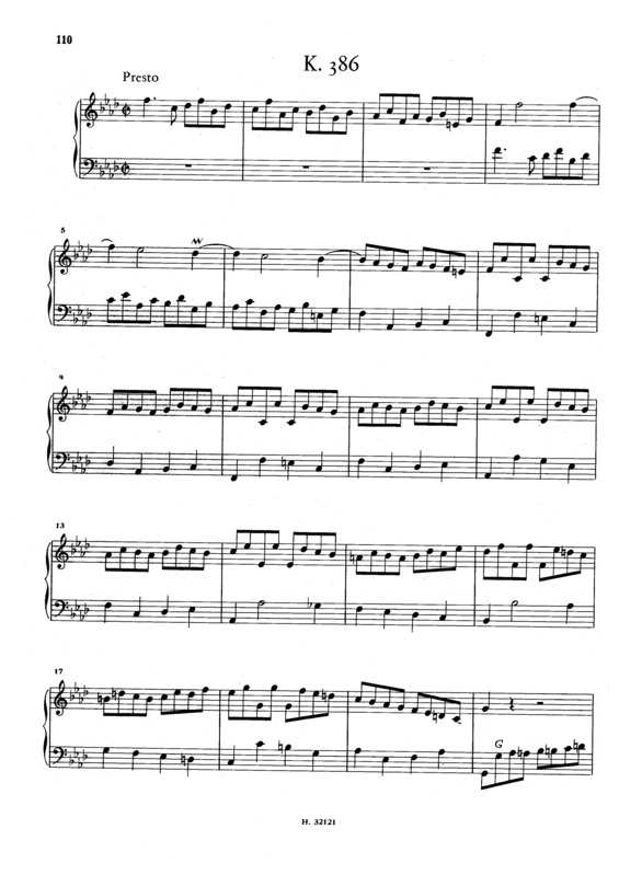 Partitura da música Keyboard Sonata In F Minor K.386